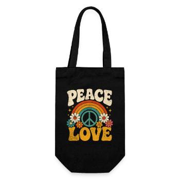 Peace Love Rainbow Hippie - Geschenkbeutel für Flaschen - Schwarz - Vorne