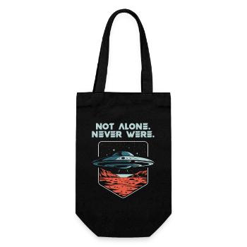 Not Alone. Never Were. UFO Alien Present Tense - Gift Bag for Bottles - black - Front