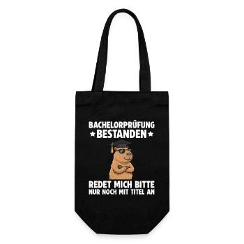 Bachelorprüfung bestanden – Capybara Abschluss - Geschenkbeutel für Flaschen - Schwarz - Vorne