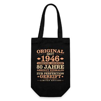 1946 Jahrgang 80 Jahre Absolut Einmalig - Geschenkbeutel für Flaschen - Schwarz - Vorne