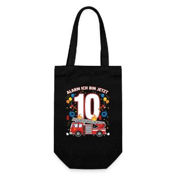 Alarm Ich Bin Jetzt 10 Feuerwehr Geburtstag - Geschenkbeutel für Flaschen - Schwarz - Vorne