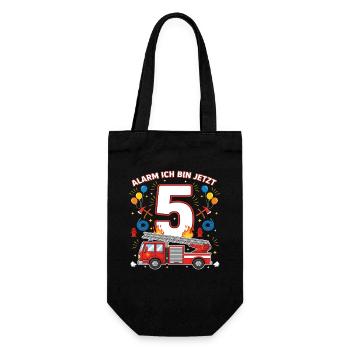 Alarm Ich Bin Jetzt 5 Feuerwehr Geburtstag - Geschenkbeutel für Flaschen - Schwarz - Vorne
