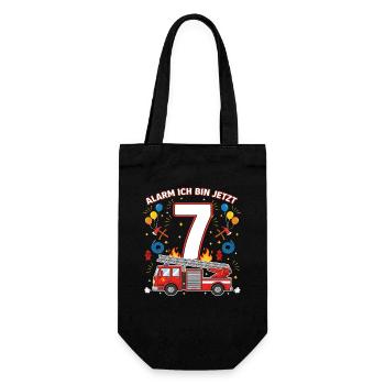 Alarm Ich Bin Jetzt 7 Feuerwehr Geburtstag - Geschenkbeutel für Flaschen - Schwarz - Vorne