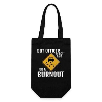 Auf dem Schild stand: Mach ein lustiges Burnout-Drifting-Rennen - Geschenkbeutel für Flaschen - Schwarz - Vorne