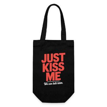 Just Kiss Me Talk Later Küss Mich JGA Single Party - Gift Bag for Bottles - black - Front