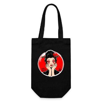 Geisha Heart Pop Art - Geschenkbeutel für Flaschen - Schwarz - Vorne
