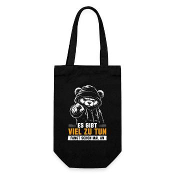 Panda Hoodie Spruch Viel zu Tun - Geschenkbeutel für Flaschen - Schwarz - Vorne