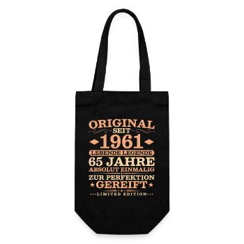 1961 Jahrgang 65 Jahre Absolut Einmalig - Geschenkbeutel für Flaschen - Schwarz - Vorne