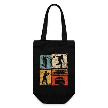 Bowling Kegeln Vintage-Grafik Für Bowlingspieler - Geschenkbeutel für Flaschen - Schwarz - Vorne