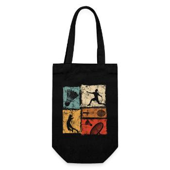 Badminton print with player, racket, shuttlecock - Gift Bag for Bottles - black - Front