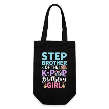 Step Brother of The K-Pop Birthday Girl - Gift Bag for Bottles - black - Front