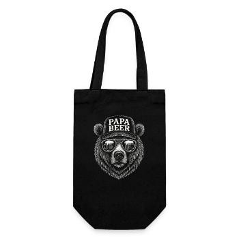 Papa Beer Vater Bär Bier Humor Geschenkidee - Geschenkbeutel für Flaschen - Schwarz - Vorne