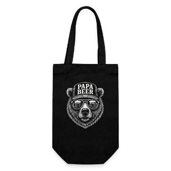 Papa Beer Vater Bär Bier Humor Geschenkidee - Geschenkbeutel für Flaschen - Schwarz - Vorne