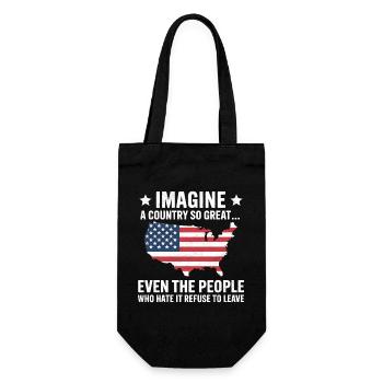 Funny America Quote, fourth of july ideas - Gift Bag for Bottles - black - Front