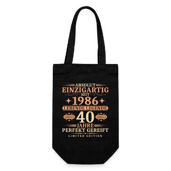 40. Geburtstag Einzigartig Jahrgang 1986 - Geschenkbeutel für Flaschen - Schwarz - Vorne