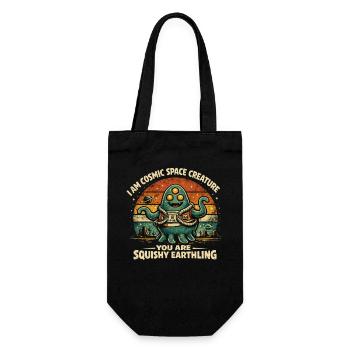 Cosmic Space Creature Alien Retro Design - Geschenkbeutel für Flaschen - Schwarz - Vorne