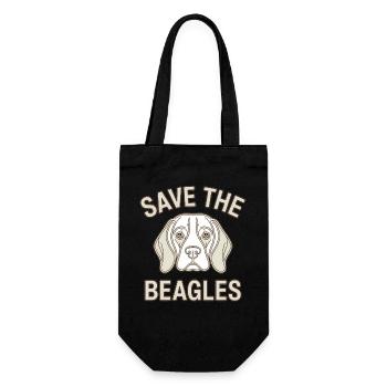 Rettet die Beagles - Geschenkbeutel für Flaschen - Schwarz - Vorne