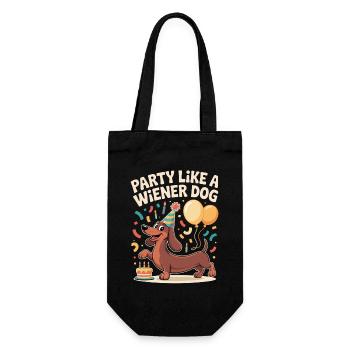 Party Dackel - Geschenkbeutel für Flaschen - Schwarz - Vorne