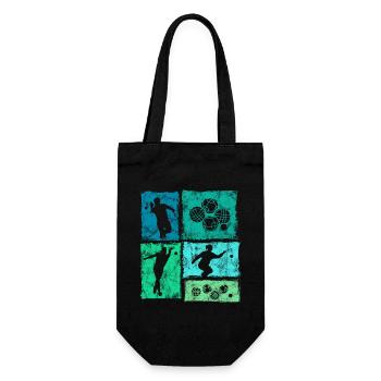 Retro Boccia Und Petanque Spieler Grafik - Geschenkbeutel für Flaschen - Schwarz - Vorne