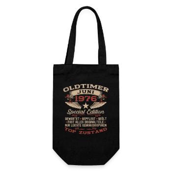 50. Geburtstag Geschenk Mann Oldtimer Juni 1976 - Geschenkbeutel für Flaschen - Schwarz - Vorne