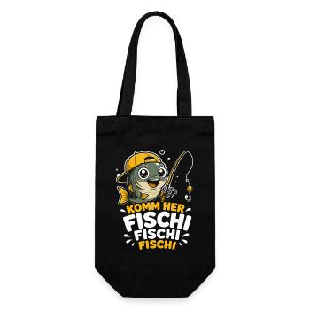 Komm her Fischi Fischi Fischi - Geschenkbeutel für Flaschen - Schwarz - Vorne