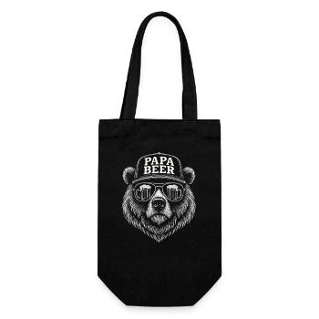 Papa Beer Father Bear Beer Humor Gift Idea - Gift Bag for Bottles - black - Front