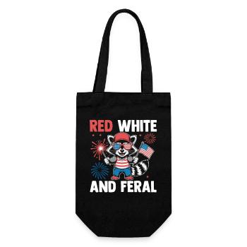 Patriotic Raccoon American Flag Trash Panda - Geschenkbeutel für Flaschen - Schwarz - Vorne