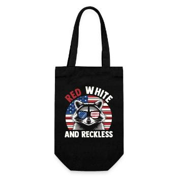 Patriotic Raccoon American Flag Trash Panda - Gift Bag for Bottles - black - Front