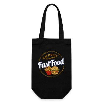 Fast Food Retro Pommes Frites Snack Vintage Burger - Geschenkbeutel für Flaschen - Schwarz - Vorne