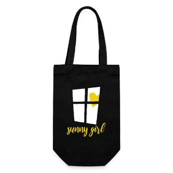 Fenster mit Herz Sonne - Sunny Girl - Geschenkbeutel für Flaschen - Schwarz - Vorne