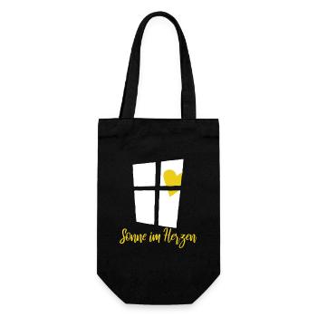 Fenster mit Herz Sonne - Sonne im Herzen - Geschenkbeutel für Flaschen - Schwarz - Vorne