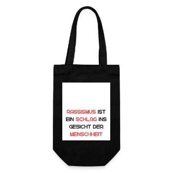 Gegen Rassismus: Ein Schlag ins Gesicht - Geschenkbeutel für Flaschen - Schwarz - Vorne