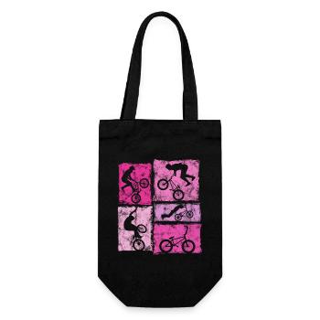 BMX Bike Stunts in Retro Style for Women Girls - Gift Bag for Bottles - black - Front