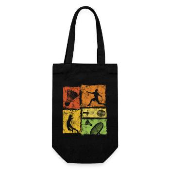 Badminton Moves with Player, Racket, Shuttlecock - Gift Bag for Bottles - black - Front