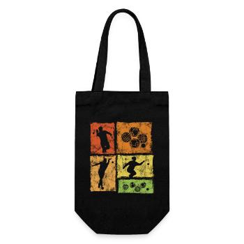 Boccia Und Petanque Spieler Grafik Vintage-Stil - Geschenkbeutel für Flaschen - Schwarz - Vorne