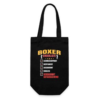 Boxer Checklist – Tough, Diszipliniert & Handsome - Geschenkbeutel für Flaschen - Schwarz - Vorne