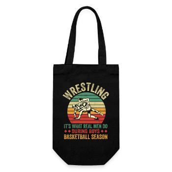 Ringen vs Basketball Retro-Design - Geschenkbeutel für Flaschen - Schwarz - Vorne