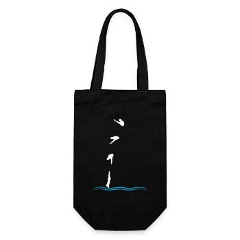 Silhouette de plongée au-dessus des vagues océaniques - Sac à bouteille - noir - Devant