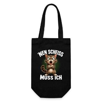 'Nen Scheiss muss ich Lustige KatzeFrecher Spruch - Geschenkbeutel für Flaschen - Schwarz - Vorne