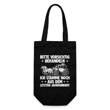 Bitte vorsichtig behandeln – Retro Spruch - Geschenkbeutel für Flaschen - Schwarz - Vorne