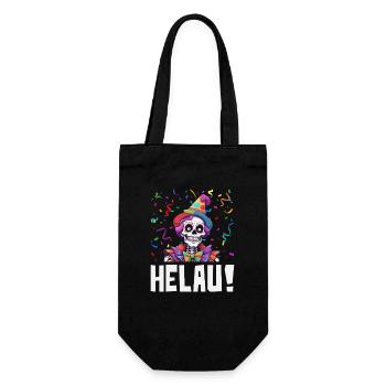 Helau Skelett Clown Totenkopf Karneval Fasching - Geschenkbeutel für Flaschen - Schwarz - Vorne