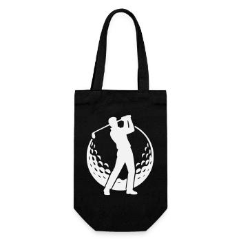 Golfmotiv - Golfer Silhouette im Golfball - Geschenkbeutel für Flaschen - Schwarz - Vorne