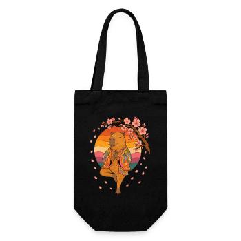Meditating Bear in Cherry Blossom Kimono - Gift Bag for Bottles - black - Front