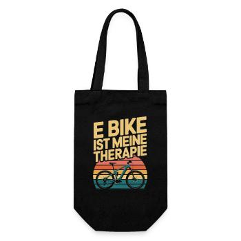 E Bike Is My Therapy Retro E Bike Rider - Gift Bag for Bottles - black - Front
