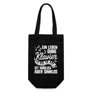 Ein Leben ohne Klavier Musik Piano Pianist Musiker - Geschenkbeutel für Flaschen - Schwarz - Vorne