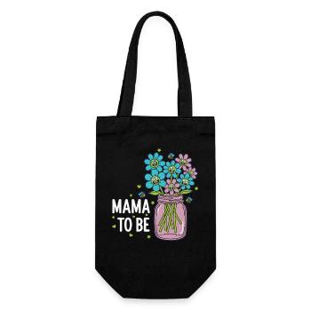 Geschlechter-Enthüllung Babyparty-Mama wird Mama-Papa-Team - Geschenkbeutel für Flaschen - Schwarz - Vorne