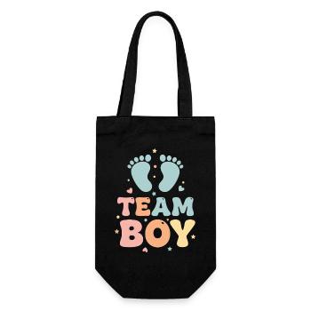 Geschlechterenthüllung Team Jungen Babyparty Baby - Geschenkbeutel für Flaschen - Schwarz - Vorne