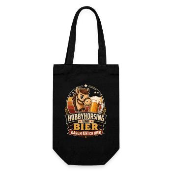 Hobbyhorsing und Bier Logo - Geschenkbeutel für Flaschen - Schwarz - Vorne