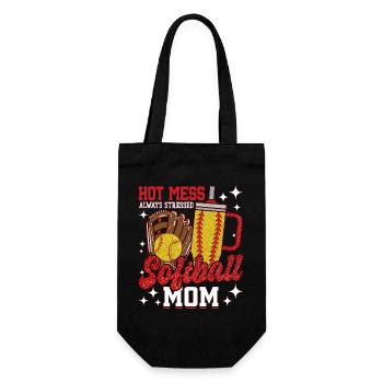 Hitzige Softball-Mama Glitzer-Glanz - Geschenkbeutel für Flaschen - Schwarz - Vorne