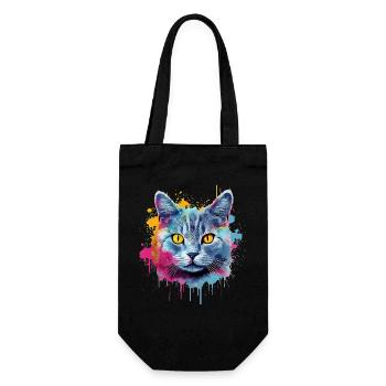Splash Art Chartreux Chat Visage Coloré - Sac à bouteille - noir - Devant